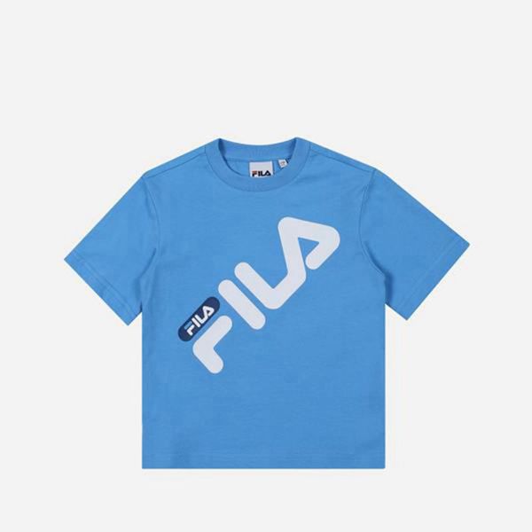 Fila Pisa Crew Neck S/S Boy's T-Shirts - Blue,NZ 365-10258